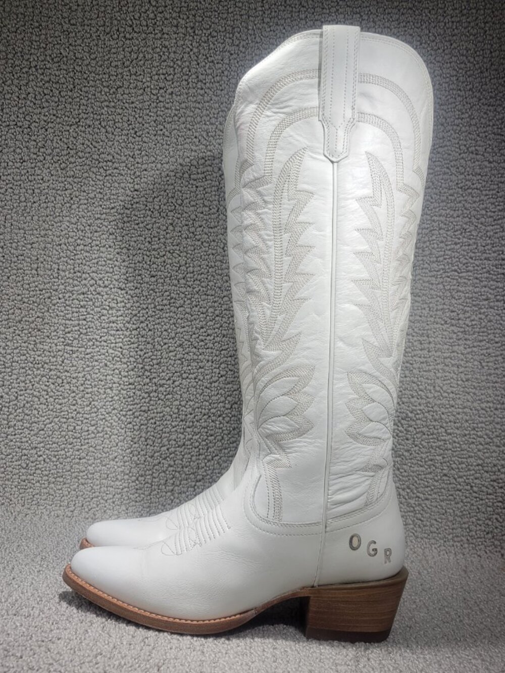 Tecovas The Abby Women's US Size 8.5B Snow Cowhide Leather Cowgirl Boots